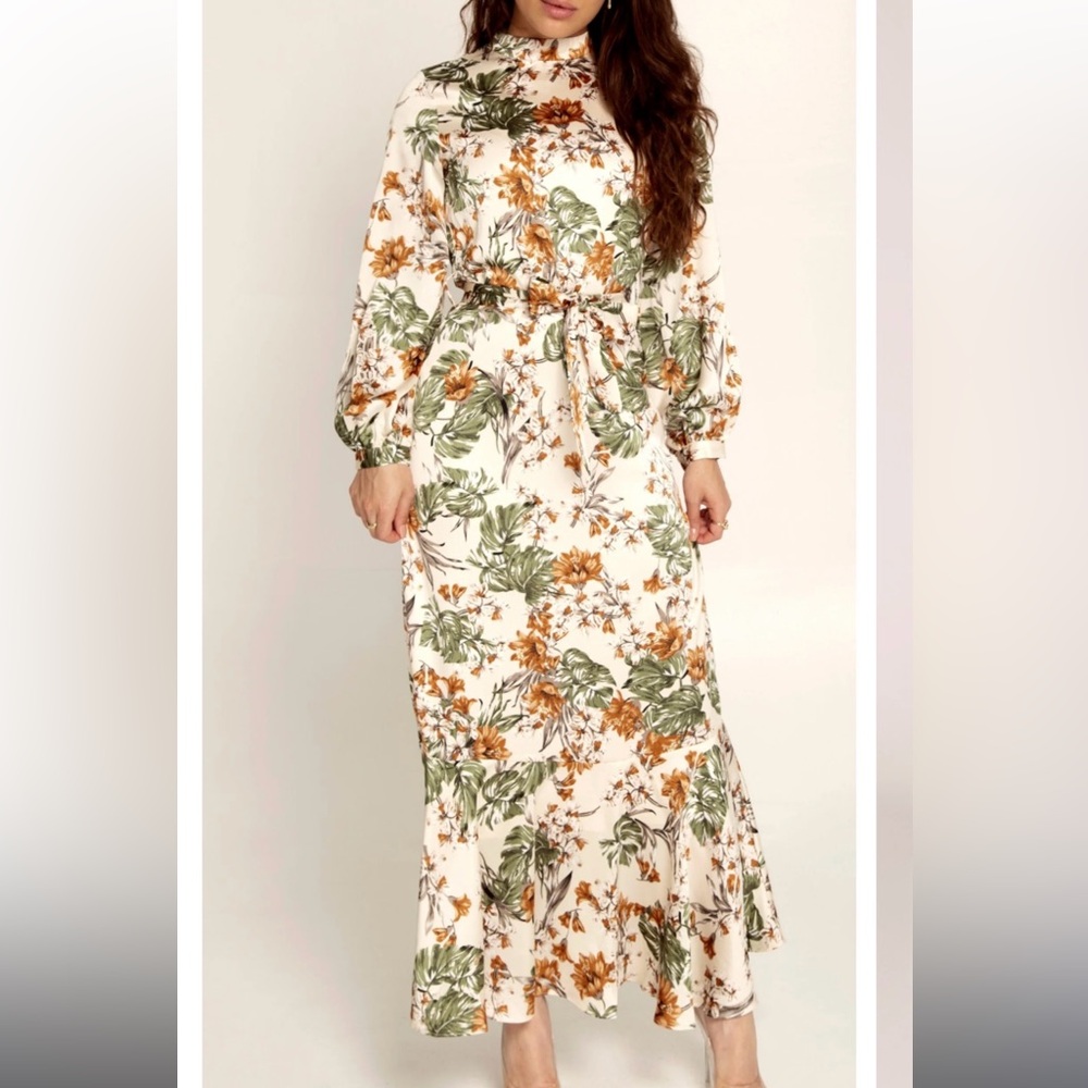 Palm Satin Maxi Dress